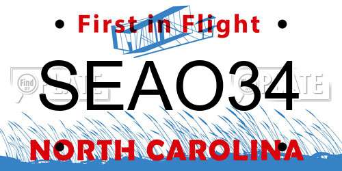SEAO34 North Carolina License Plate