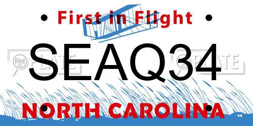 SEAQ34 North Carolina License Plate