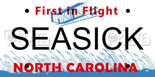 SEASICK North Carolina License Plate