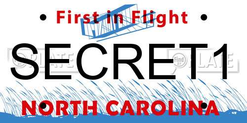 SECRET1 North Carolina License Plate
