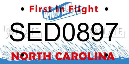 SED0897 North Carolina License Plate