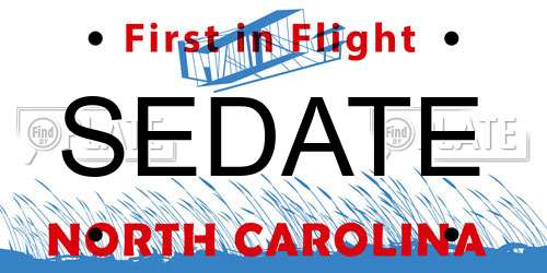 SEDATE North Carolina License Plate