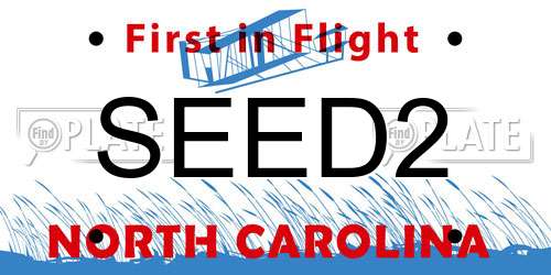 SEED2 North Carolina License Plate
