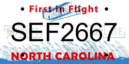 SEF2667 North Carolina License Plate