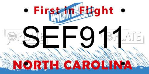 SEF911 North Carolina License Plate
