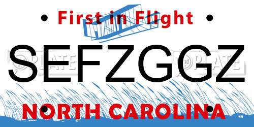 SEFZGGZ North Carolina License Plate