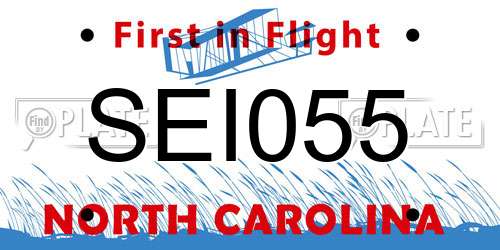 SEI055 North Carolina License Plate