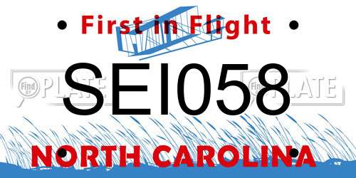 SEI058 North Carolina License Plate