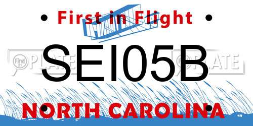 SEI05B North Carolina License Plate