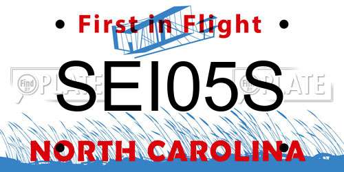 SEI05S North Carolina License Plate