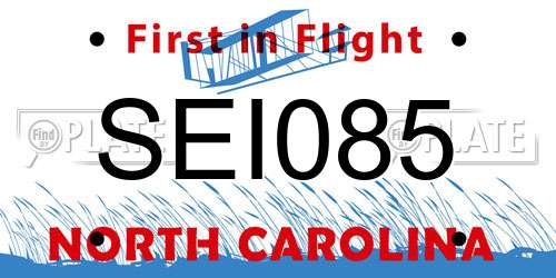 SEI085 North Carolina License Plate