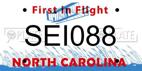 SEI088 North Carolina License Plate