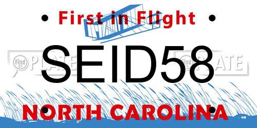 SEID58 North Carolina License Plate