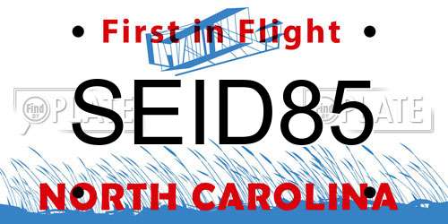 SEID85 North Carolina License Plate