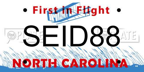 SEID88 North Carolina License Plate