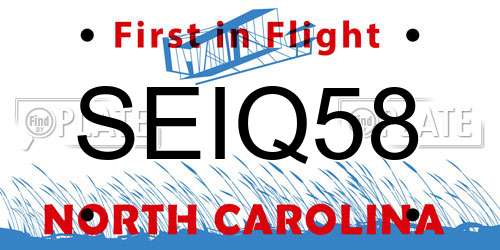 SEIQ58 North Carolina License Plate