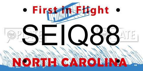 SEIQ88 North Carolina License Plate