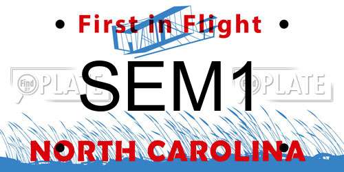 SEM1 North Carolina License Plate