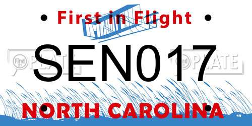 SEN017 North Carolina License Plate
