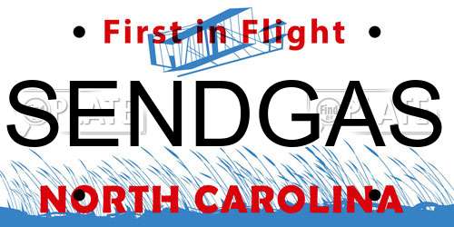 SENDGAS North Carolina License Plate