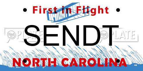 SENDT North Carolina License Plate
