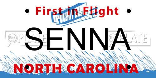 SENNA North Carolina License Plate