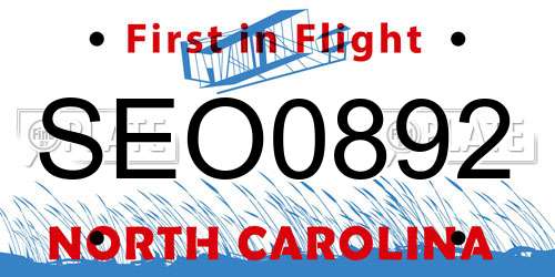 SEO0892 North Carolina License Plate