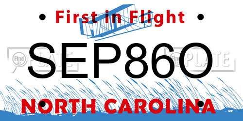 SEP86O North Carolina License Plate
