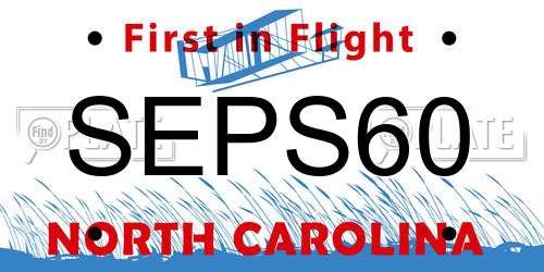 SEPS60 North Carolina License Plate