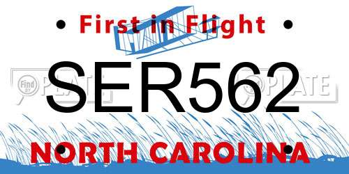 SER562 North Carolina License Plate