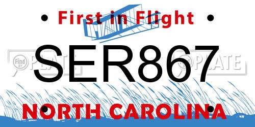SER867 North Carolina License Plate