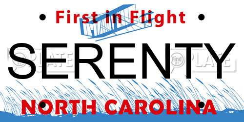 SERENTY North Carolina License Plate