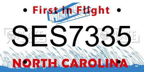SES7335 North Carolina License Plate