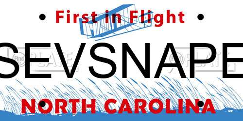 SEVSNAPE North Carolina License Plate