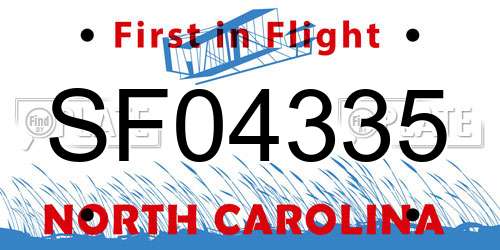 SF04335 North Carolina License Plate