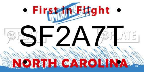 SF2A7T North Carolina License Plate