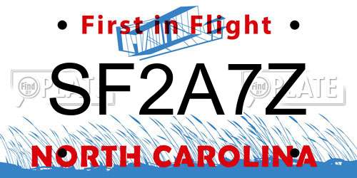 SF2A7Z North Carolina License Plate