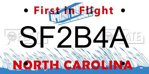 SF2B4A North Carolina License Plate
