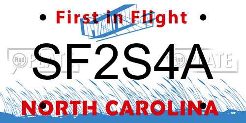 SF2S4A North Carolina License Plate
