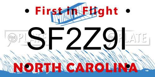 SF2Z9I North Carolina License Plate