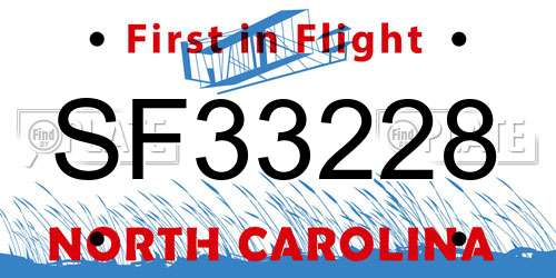 SF33228 North Carolina License Plate