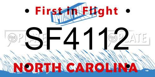 SF4112 North Carolina License Plate