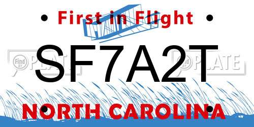 SF7A2T North Carolina License Plate