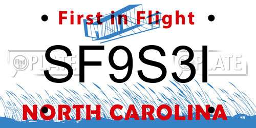 SF9S3I North Carolina License Plate