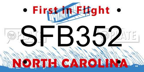 SFB352 North Carolina License Plate