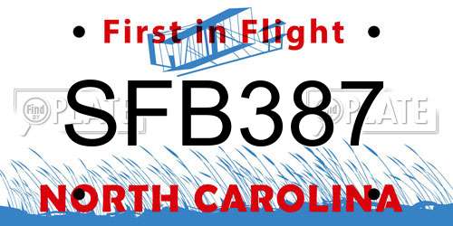 SFB387 North Carolina License Plate