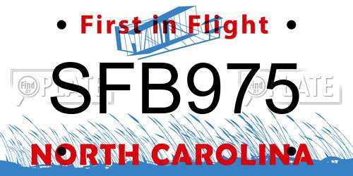 SFB975 North Carolina License Plate