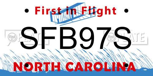 SFB97S North Carolina License Plate
