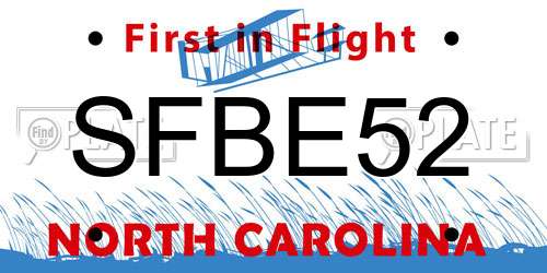SFBE52 North Carolina License Plate
