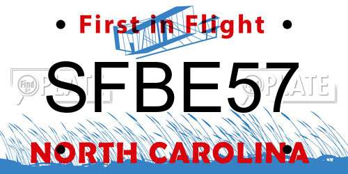 SFBE57 North Carolina License Plate